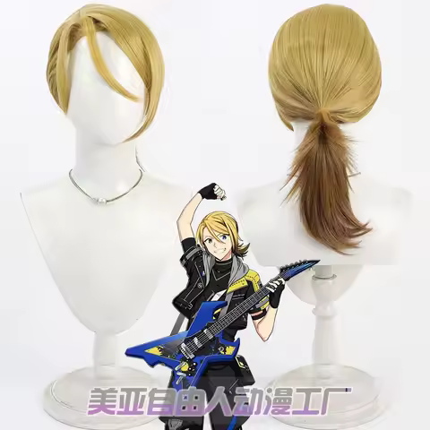 Synthetic Hair Leonard·Wright·Jr Cosplay Wigs HELIOS Rising Heroes 45cm Long Blonde Mixed Brown Men 