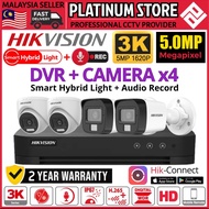 HIK HIKVISION 5.0MP Smart Hybrid Light 4CH PACKAGE SET DVR + 4 CAMERA 5MP CCTV Audio Record Mic Nigh