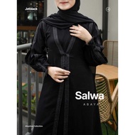 Alaydrus Collection Black Abaya Salwa Abaya Jetblack Black Combination Chiffon Saudi