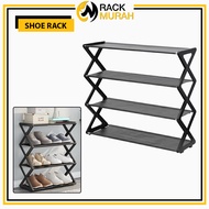 RAK KASUT KAYU 4 TINGKAT SHOE RACK MULTIFUNCTION ORGANIZER SHOE RACK MULTI-LAYER DUSTPROOF HOME DOOR