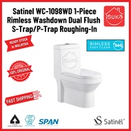 [WC-1098WD] SATINEL Bathroom One Piece WC Washdown Dual Flush S-Trap/P-Trap Toilet Bowl/ Mangkuk Tandas Duduk Jamban