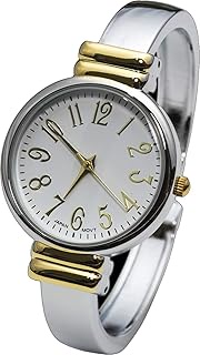 2Tone Metal Band Slim Case Women's Bangle Cuff Watch