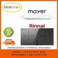 MAYER MMSI900HS-WH 90CM SEMI-INTEGRATED SLIMLINE COOKER HOOD + RINNAI RB-7032H CFG 70CM INDUCTION HOB