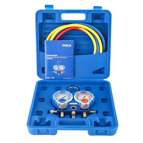 Value VMG-2-R134a-B Dual Manifold Gauge Set, Includes All Hoses for Immediate Use