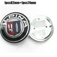 2pcs 82mm 74mm Car Emblem Badge Hood Front Rear Trunk Logo For Alpina E46 E39 E38 E90 E60 Z3 Z4 X3 X