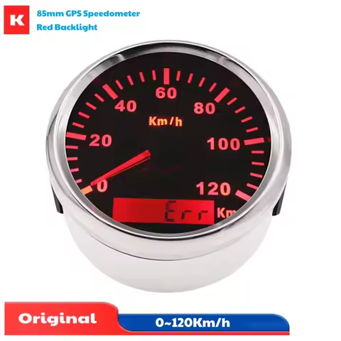 0-120Km/H Show GPS Speedometers 85mm Pointer Black GPS Speed Indicators Red Backlight Gauges with An