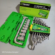 Tekiro 10 Pcs Shock Socket Wrench Set 8 - 24 Mm + Double Ring Set 8 Pcs 6 - 22 mm / Tekiro Complete 