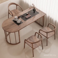 New Zen Combination Table Balcony Small Table Chair Back Wall Tea Solid Wood Chinese Style 2024 Offi