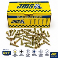 JMS Kalsiboard Screws 6 x 1 inch (1000 Pcs) - 25mm Gold Wood Plywood Gypsum Screws