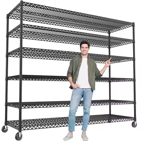 82.6 H60W17.7 D Steel Heavy Duty Wire Shelving with Wheels, 6Tier Adjustable Storage Shelves 3598LBS