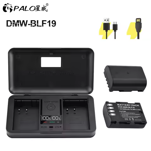 PALO DMW-BLF19 DMW BLF19 BLF19E Camera Battery +LCD Dual USB Multifunctional Charger Box for Panason