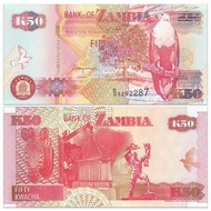 Africa-Brand New Zambia 50 Kwacha Banknotes Bird Edition Foreign Coins Random Year P-37 Banknotes202