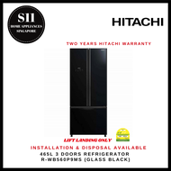 HITACHI R-WB560P9MS 465L 3 DOORS REFRIGERATOR (BOTTOM FREEZER) (GLASS BLACK)  - 2 YEARS MANUFACTURER WARRANTY