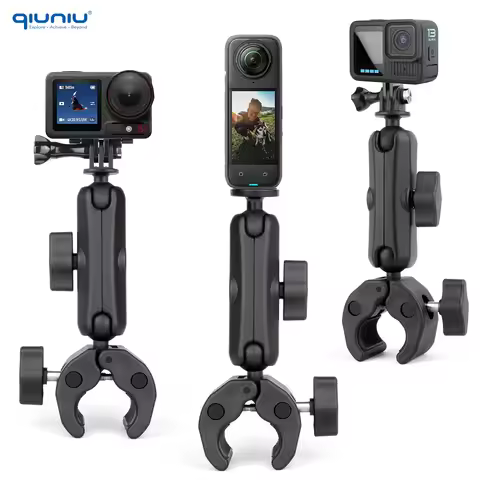 Camera Clamp Mount for GoPro DJI Insta360 Dual 360°Ball Head Magic Arm Universal Holder Bike Handleb