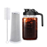 Cold Brew Coffee Maker 32oz/64oz Glass Pitcher with Stainless Steel Filter Wide Mouth Mason Jar Pitc