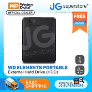 WD Elements Basic Portable Storage 1TB HDD Hard Drive USB 3.0 Backup Software (Black)