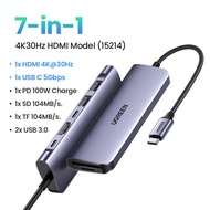 UGREEN CM195 / 15214 USB-C Hub 7 in 1 Multifunction Adapter (USB-C 2xUSB3.0+USB-C(5Gbps)+HDMI+SD+TF+