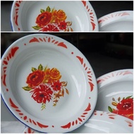 PIRING MAKAN ENAMEL /SENG BUNGA 22CM ( 1LUSIN ) TERBARU