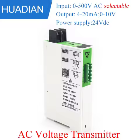 Zero and Span Adjustment 0-500VAC Voltage Transmitter Transducer with 0-10v 4-20ma 0-5v Output AC Vo