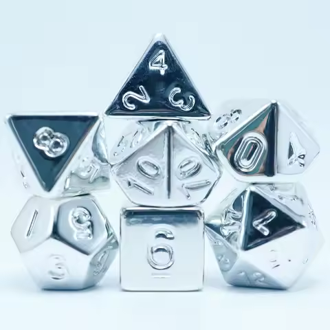 7pcs plated silver set, the overall plating is very cool, game accessories dice, polyhedral dice, bo