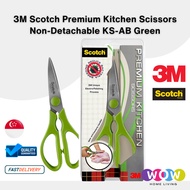 3M Scotch Premium Kitchen Scissors Non Detachable KS-AB Green, Rust Resistance, Prevent Contaminatio