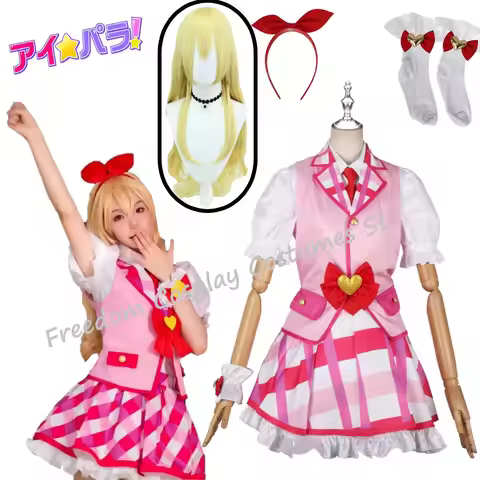 Anime Aikatsu! Cosplay Hoshimiya Ichigo Cosplay Costume Lolite Dress Hoshimiya Ichigo Wig Hairband W