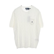 [二手] Polo Ralph Lauren 針織毛衣，短袖，麻花針織，棉質，帶標誌刺繡和口袋，女款，未使用。