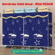 Wardrobe Almari Baju Kayu Rak Baju Storage Rack Wood Frame Cabinet Clothes Rack Cupboard Bedroom Furniture
