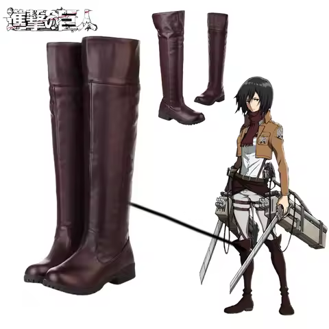 Anime Attack on Titan Cosplay Costumes Mikasa Levi Ackerman PU Boot High-top Shoes Eren Jaeger Scout