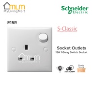 Extension plug   Soket Schneider S-Classic Clipsal 13A 1 Gang Switched Socket 3 Pin Socket White SIR