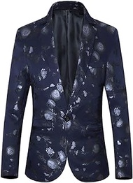 XYLFF Slim Fit Men Suit for Wedding Mens Floral Blazer Jacket Fashion Printed Blazers Wear Plus Size (Color : A, Size : 2X-Lcode)