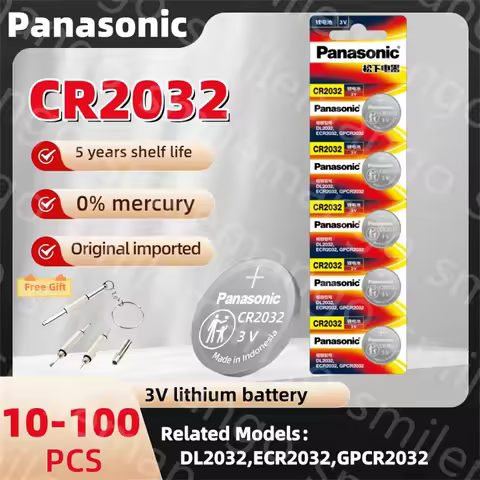 Original Panasonic CR2032 Button Cell Battery 3V Lithium Batteries CR 2032 for Watch Keys Calculator