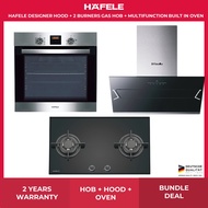 Hafele 90CM Designer Hood + 2 Burners Gas Hob (PUB) + Multifunction Built In Oven (538.61.847)