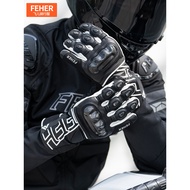 FEHER FEHER Motorcycle Riding Gloves Genuine Leather Waterproof Protection Carbon Fiber Motorcycle W