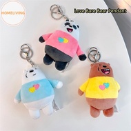 homeliving Bears Keychain We Bare Bears Plush Toy Cartoon Pendant Soft Stuffed Doll Keychain Key Ring Backpack Decor Kid Gift SG