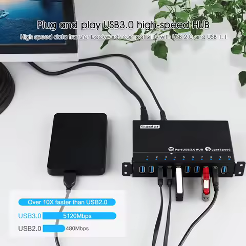 Sipolar A-103 Ultra high Speed 10 port usb 3.0 hub multi charger hub splitter for computer accessory