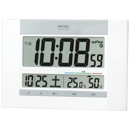 Seiko clock Wall clock Desk clock Dual use Radio wave Digital Calendar Comfort temperature Humidity display Thin White Pearl SQ429W