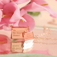 Engravable Petite Love Letter Necklace - Custom Love Letter Envelope Necklace LOULOUROSE
