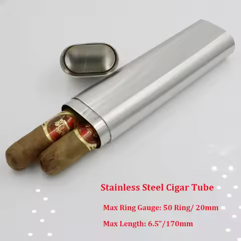 Stainless Steel Cigar Tube Durable Cigar Case Metal Cigar Holder 20mm Mini Cigar Box 6.5" Long Trave