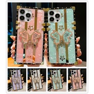 Casing for iPhone 14 13 12 11 PRO MAX XS MAX SE2 iPhone11 6S 7 8 iPhone7 iPhone8 iPhone6S PLUS butterfly Diamonds Ring Luxury Square Shockproof Phone Case