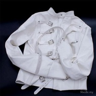 62k White Asylum Straight Jacket Costume S/M L/XL BODY HARNESS Restraint Armbinder PZc