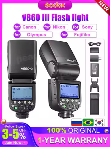 Godox V860III TTL HSS Speedlite Flash 2.4G HSS 1/8000s, 480 Full-Power Flashes for Canon Sony Nikon 
