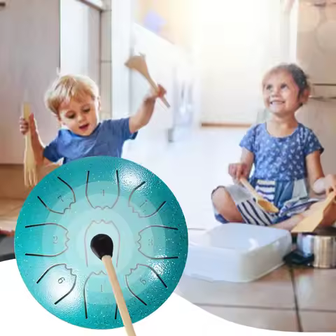 Rain Drum 4 Inches 9 Notes Waterproof Meditation Rain Chime Ethereal Hand Pan Ideal for Yoga Meditat