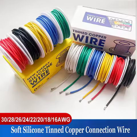 30 28 26awg 24awg Stranded Tinned Copper Wire Spool 5/6 Colours Flexible Silicone Wire 22awg 20 18 1