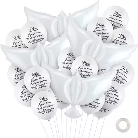 40Pc White Memorial Balloons Latex Balloons 12inch White Funeral Balloons Miss You Forever Dove Ball