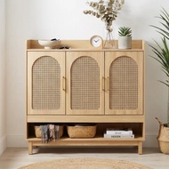 Furniture Direct ALESANA 120cm Rattan Door Shoe Cabinet-Oak