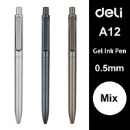 [Ready Stock]Deli Metal Gel Pen Black Ink Metalic Surface Aluminium Parker Refill Gel Ink Material Aluminium