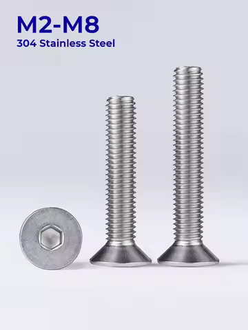 M2 M2.5 M3 M4 M5 M6 M8 DIN7911 304 A2 Stainless Steel Hexagon Hex Socket Flat Countersunk Head Furni