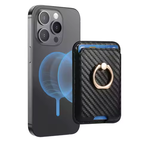 Rfid Magsafe Credit Card Holder Men Wallets Magnetic Pu Leather Bank Cardholder Case Phone Back Stic