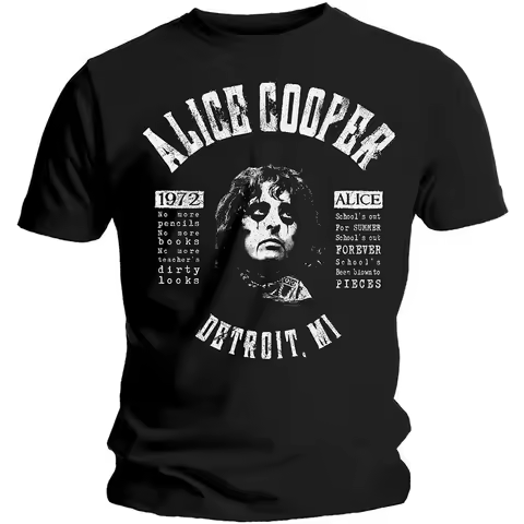 School's Out Lyrics Alice Cooper Band T-Shirt Cotton Graphic Tee Men Women Summer Streetwear